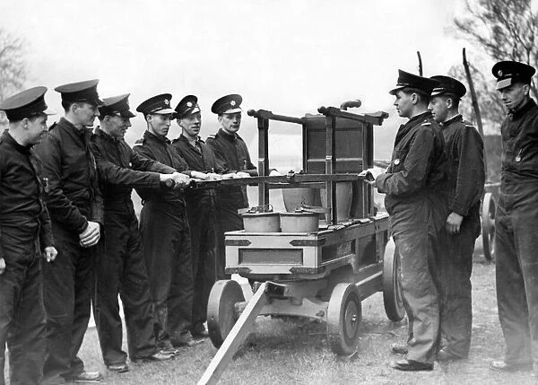 The Durham County Training School for Firemen - the trainees with a 1812 hand water pump