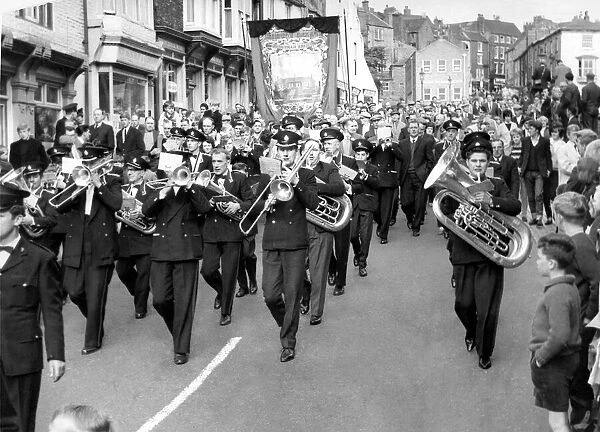 Durham Miners Gala - A brass band joins the parade