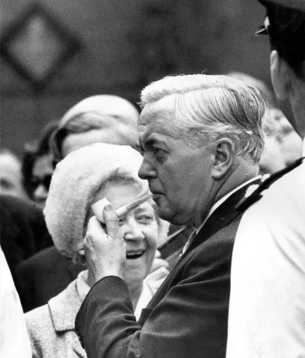 Framed Print : Durham Miners Gala - Harold Wilson - A face in the crowd