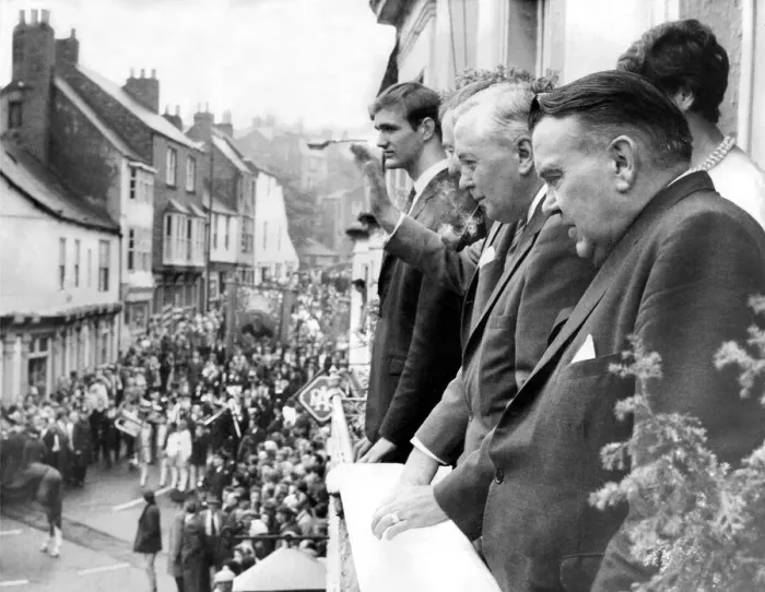 Framed Print : Durham Miners Gala - Ray Gunter (right) and Harold Wilson watch the crowd pass by Framed Print : Durham Miners Gala - Ray Gunter (right) and Harold Wilson watch the crowd pass by