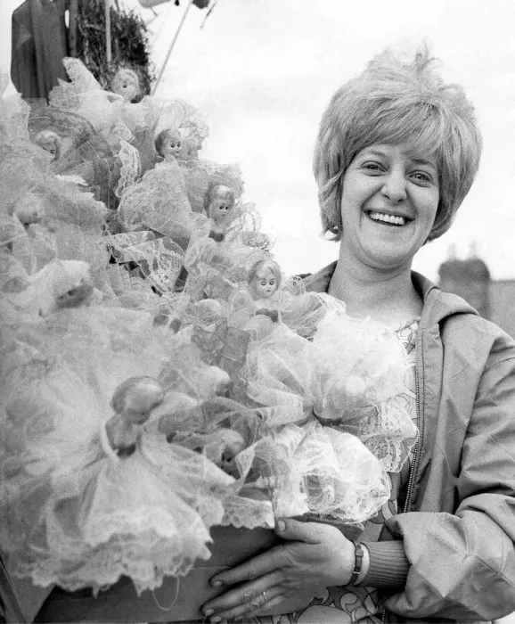 Framed Print : Durham Miners Gala - Rita Bishop with a fine display of dolls Framed Print : Durham Miners Gala - Rita Bishop with a fine display of dolls
