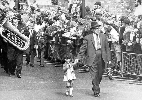 Durham Miners Gala - A young girl leads the way during the parade