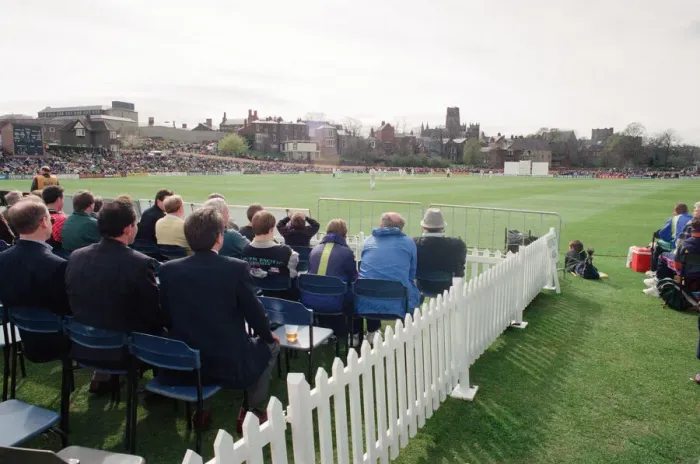 Framed Print : Durham v Lancashire, First Class Cricket challenge. 19th April 1992