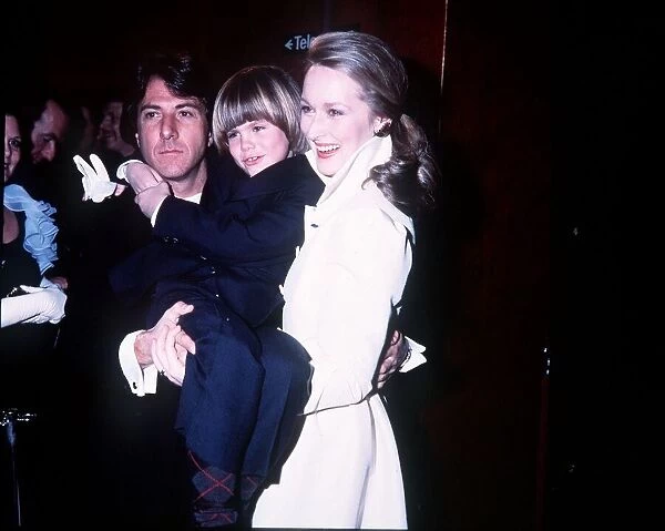 Dustin Hoffman actor with Justin Henry and Meryl Streep at the premiere of their latest