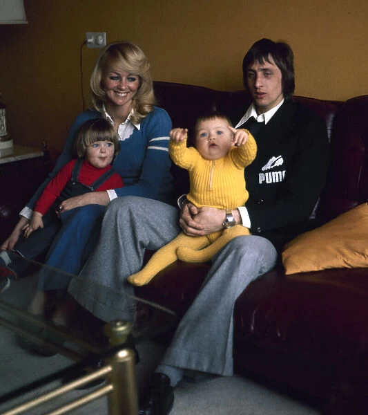 Dutch footballer Johan Cruyff relaxing at home with his wife Danny