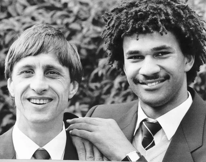 Framed Print : Former Dutch international footballer Johann Cruyff Ruud Gullit October 1983
