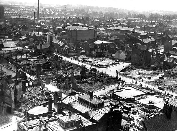 Earl Street, Coventry, viewed from the old cathedral spire some time after the blitz