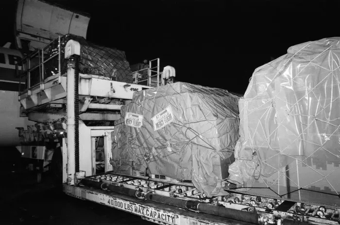 Framed Print : In the early hours of this morning a huge freight plane was loaded up at Gatwick Airport Framed Print : In the early hours of this morning a huge freight plane was loaded up at Gatwick Airport