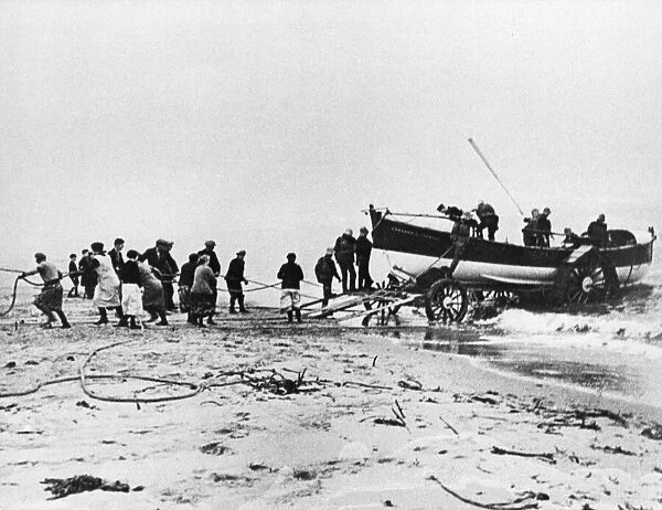 Early lifeboat at Cresswell, Northumberland. There were three lifeboats at