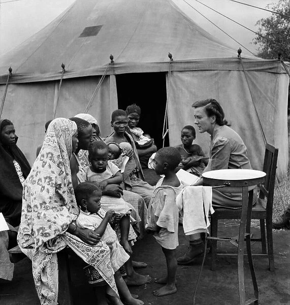 East African groundnuts scheme. Open air hospital at Kongwa - Sister Helen Porter with