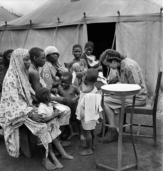 East African groundnuts scheme. Open air hospital at Kongwa - Sister Helen Porter with