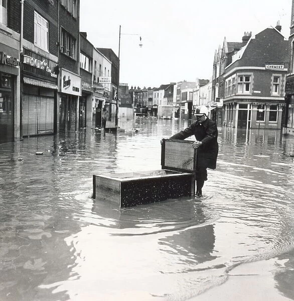 East Street in Bedminster flooded following a storm 10th July 1968