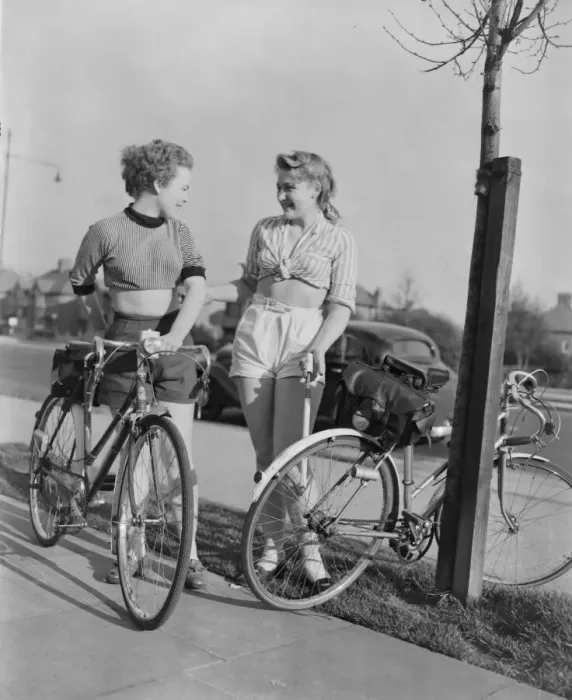 Framed Print : Easter 1952 Girl Cyclists C1877  /  1
