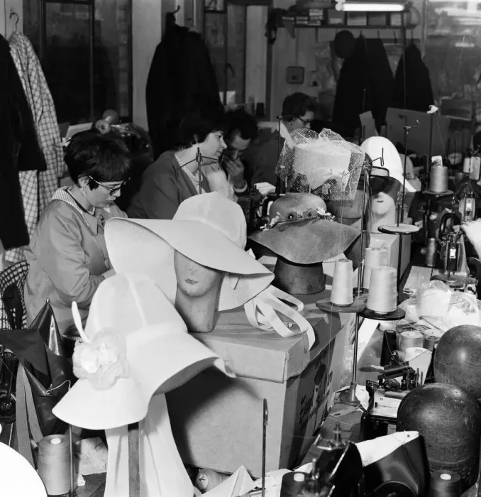 Framed Print : Easter bonnets being made at Edward Mann Ltd. hat factory in Stoke Newington Framed Print : Easter bonnets being made at Edward Mann Ltd. hat factory in Stoke Newington