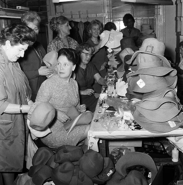 Easter bonnets being made at Edward Mann Ltd. hat factory in Stoke Newington