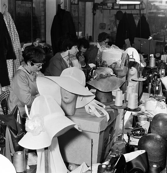 Easter bonnets being made at Edward Mann Ltd. hat factory in Stoke Newington