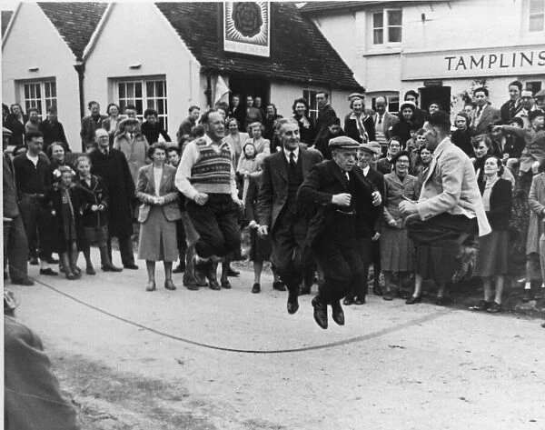Easter custom at Alciston, Sussex - skipping in the streets to make the crops grow