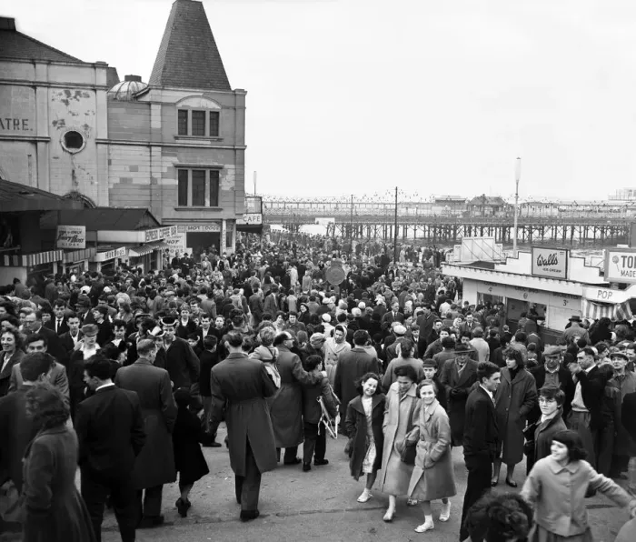 Framed Print : Easter Monday holiday crowds at the entrance to Tower Grounds, New Brighton, Merseyside Framed Print : Easter Monday holiday crowds at the entrance to Tower Grounds, New Brighton, Merseyside