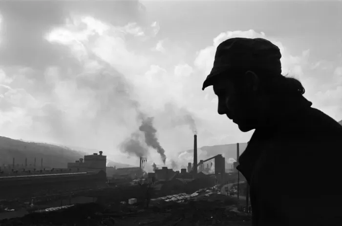 Framed Print : Ebbw Vale, Wales. Welsh steelworker makes his way home from the British Steelworks of Framed Print : Ebbw Vale, Wales. Welsh steelworker makes his way home from the British Steelworks of