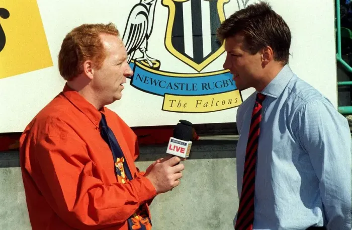 Framed Print : Ed Tutty TV Presenter June 1998 Sports presenter on Newcastle Live talking to Rob Framed Print : Ed Tutty TV Presenter June 1998 Sports presenter on Newcastle Live talking to Rob