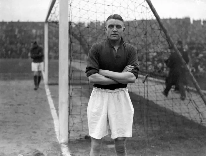 Framed Print : Eddie Hapgood standing beside the goal Arsenal footballer 1930
