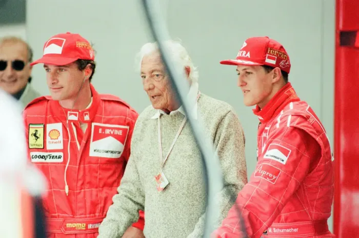 Framed Print : Eddie Irvine & Michael Schumacher, Ferrari Motor Racing Drivers Framed Print : Eddie Irvine & Michael Schumacher, Ferrari Motor Racing Drivers