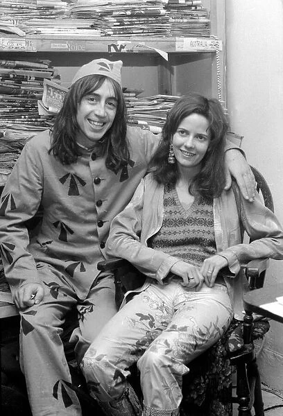 Editor of OZ magazine Richard Meville with Louise Ferrier photographed in the office of