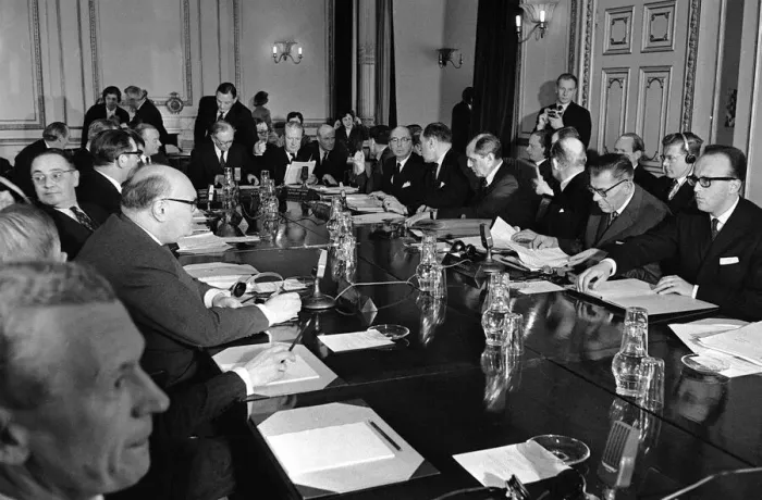 Framed Print : Edward Heath April 1962 Conservative MP at a meeting of the Common market six