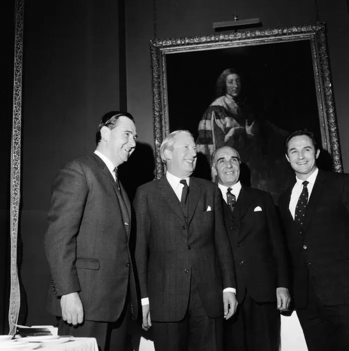 Framed Print : Edward Heath having dinner at the Carlton Club with Kent County cricket club Framed Print : Edward Heath having dinner at the Carlton Club with Kent County cricket club