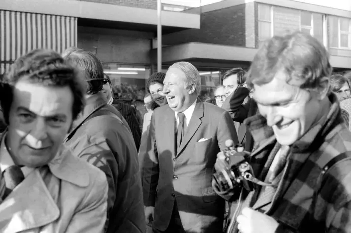 Framed Print : Edward Heath Prime Minister out on the hustings drumming up support for the Tory party in
