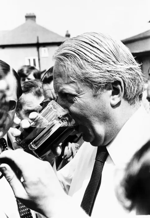 Framed Print : Edward Ted Heath British Prime Minister having a cool pint of beer during a Framed Print : Edward Ted Heath British Prime Minister having a cool pint of beer during a