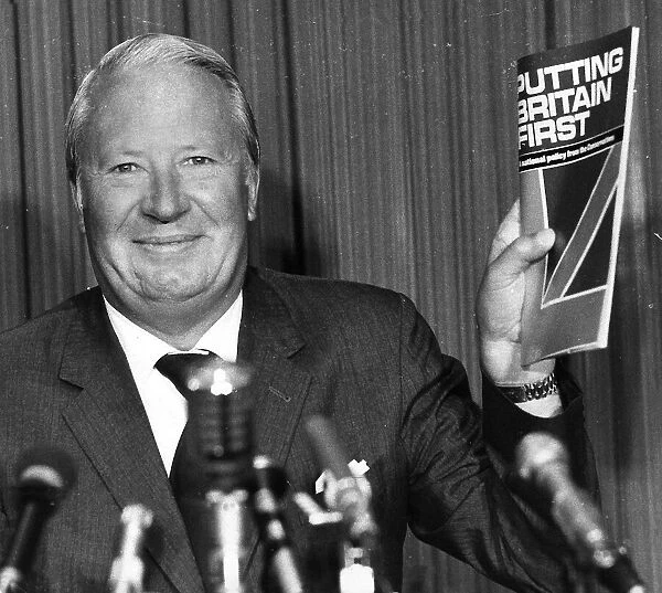 Edward Ted Heath MP seen here launching the conservative party manifesto 1974