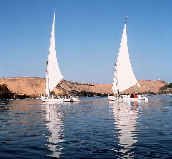 Egypt - Aswan - Nile boats sailing on the Nile