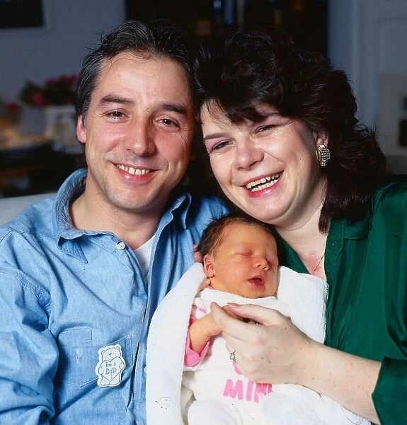 Elaine C Smith actress January 1989 with husband Bob and baby daughter