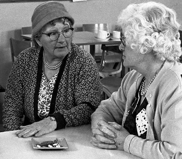 Two elderly ladies having a chat. 16th August 1962
