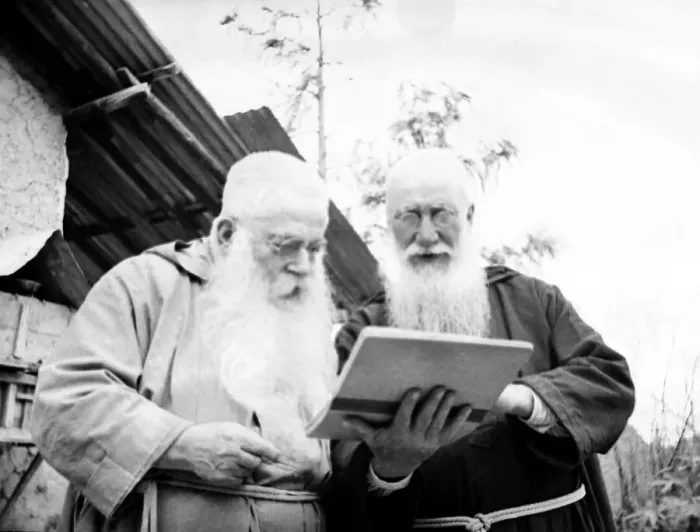 Framed Print : Two elderly men in Abyssinia Circa 1935 War People Men Old