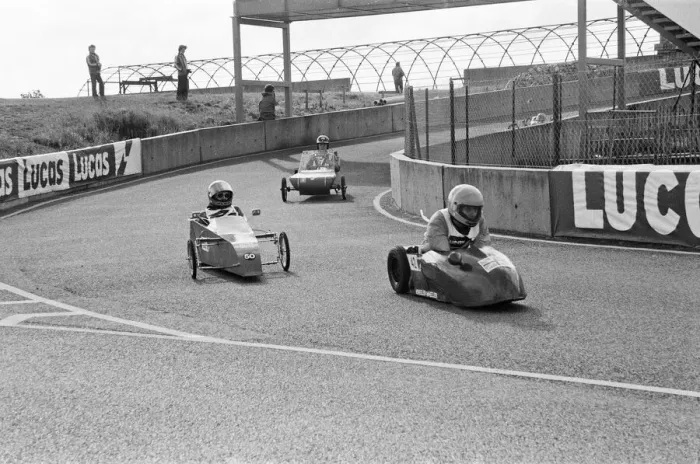 Framed Print : Electric Car Trials in England. The Lucas Electrathon race at Donington Park