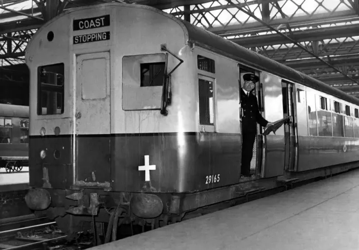 Framed Print : An electric train used on the Newcastle coast line on 16th June 1952 Framed Print : An electric train used on the Newcastle coast line on 16th June 1952