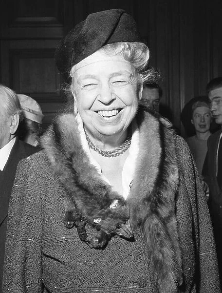 Elenor Roosevelt seen here at a luncheon held at Foyles in London. 6th April 1959