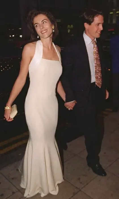 Framed Print : Elizabeth Hurley Actress and boyfriend actor Hugh Grant at the premiere of new film Framed Print : Elizabeth Hurley Actress and boyfriend actor Hugh Grant at the premiere of new film