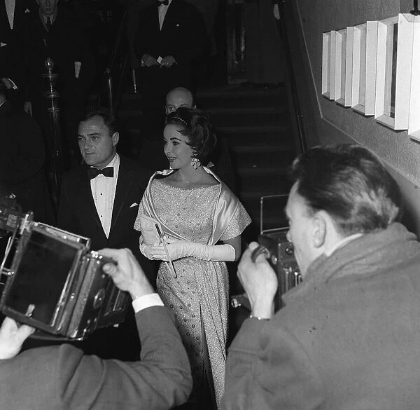 Elizabeth Taylor 1958 Actress with Mike Todd at premiere of ballet 'Broken Date'