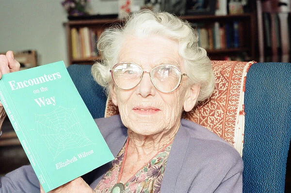 Elizabeth Wilson, Author with a copy of her book, Encounters on the Way, Circa 1998