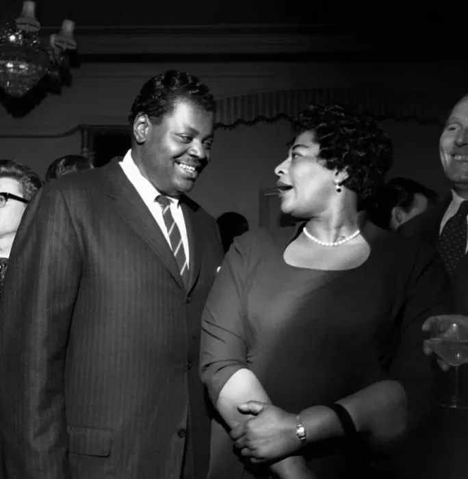 Framed Print : Ella Fitzgerald Jazz Singer - May 1958 with Jazz Pianist Oscar Peterson