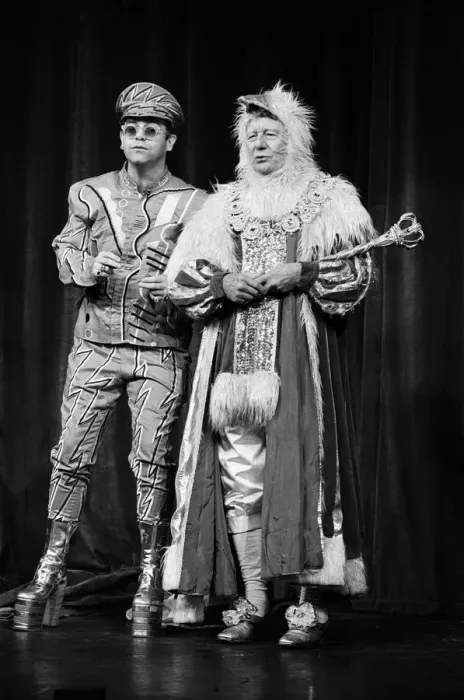 Framed Print : Elton John brings the house down in a charity show at Londons Theatre Royal