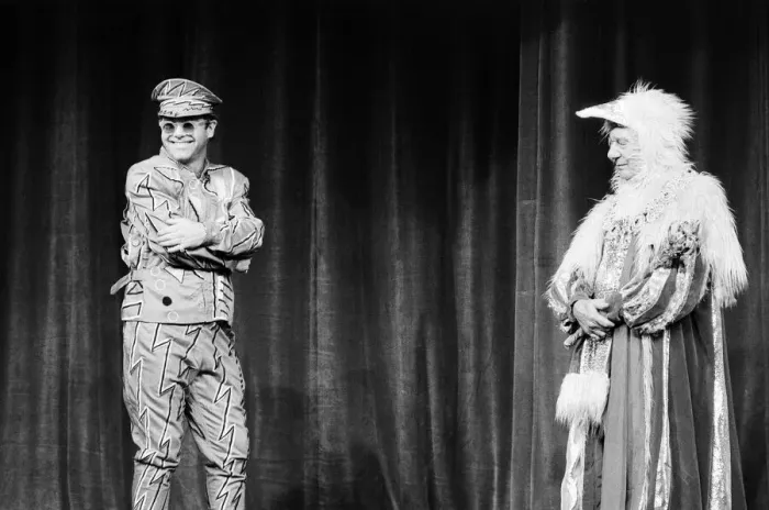 Framed Print : Elton John brings the house down in a charity show at Londons Theatre Royal