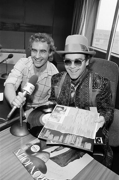 Elton John at BRMB Radio Aston, Birmingham. The visit was to promote his latest single