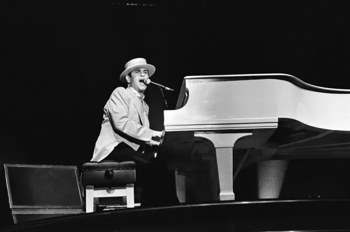 Framed Print : Elton John on his European Express Tour which was the European leg of his 1984 Breaking Framed Print : Elton John on his European Express Tour which was the European leg of his 1984 Breaking