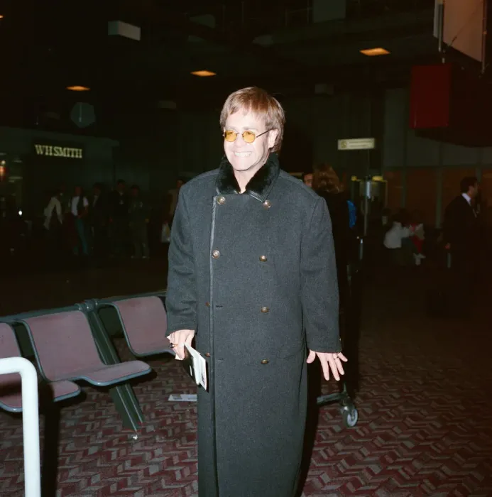 Framed Print : Elton John leaving Heathrow Airport on Concorde for New York