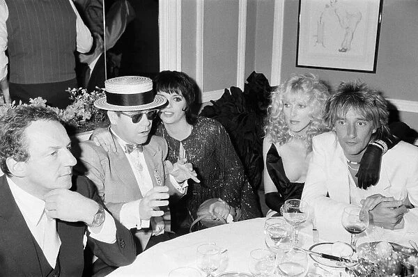 Elton John, Liza Minnelli, Alana Stewart and Rod Stewart pictured at the White Elephant