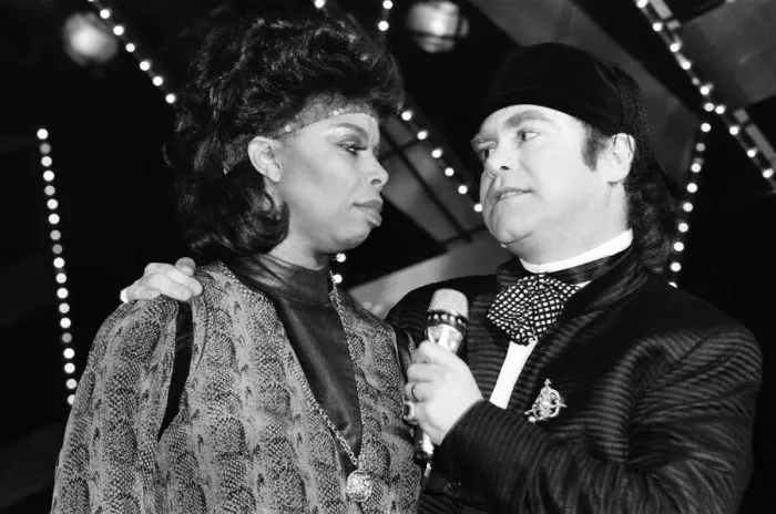 Framed Print : Elton John and Millie Jackson performing at Montreux Pop Festival